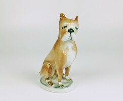 Zsolnay, brown boxer dog, hand painted porcelain figure, flawless (b166)