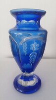 Kék kristály váza 14 cm magas