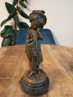 Antique bronzed cast sculpture candle holder