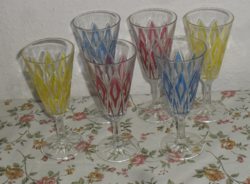 Retro, French colored crystal glass glass set of 6.