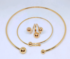 3 darabos minimalista stílus gyűrű-karkötő-nyakék szett 109