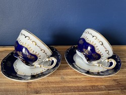 2 Zsolnay pompadour i coffee cups with coasters