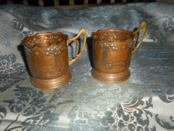 2 pieces together - antique secession red copper cup holders - the price applies to 2 pieces