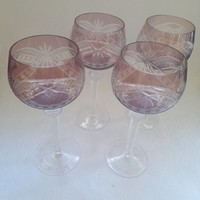 4 colored cut crystal glasses