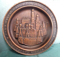 Copper wall plate-1.4 kg. Industrial artist, juried product: 25 cm in diameter