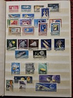 Space travel stamp album 11 pages - with Hungarian and foreign stamps