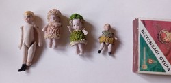 4 antique tiny porcelain dolls