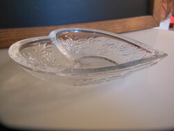 Bowl - heart - 3 d - marked - 16 x 16 x 4 cm - Austrian - glass - flawless