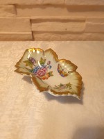 Herend gilt-edged victorian patterned leaf offerer