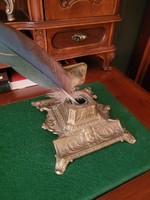 Antik réz íróasztali tintatartó, kalamáris