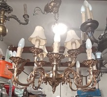 10-arm chandelier + 2 wall arms