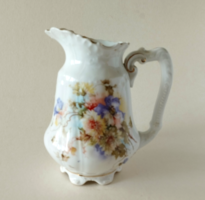 Beautiful antique Art Nouveau pls Viennese porcelain jug with flower bouquet, spout