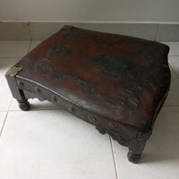 Viennese baroque leather 150-170 year old footstool stool footrest