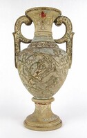 1R382 bernard bloch: antique terracotta vase with a hunting scene 31 cm xix. Century