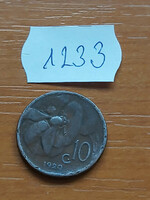 Italy 10 centesimi 1920 r, bee, iii. Victor Emmanuel, copper 1233