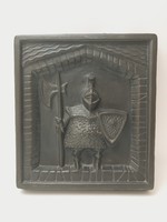 Russo skeleton, soldier with halberd, ceramic wall ornament