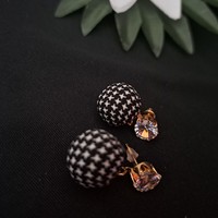 Zircon and textile handmade earrings