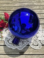 Extra large size (20 cm), thick glass rose ball, opulent blue speciality