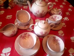 Antik rózsaszín Zsolnay teás készlet