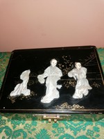 Old Chinese lacquer box with shell inlay