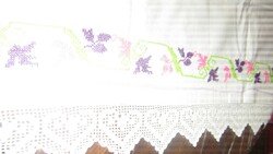 Csodaszép vintage stílusú gépi virág hímzett horgolt csipkés vitrázs függöny