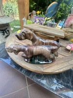 Large hop ceramic hunting dog pair