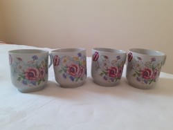 4 porcelain milk mugs with flower patterns