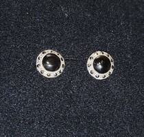 Black obsidian gemstone earrings, 925 silver - handmade jewelry