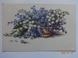 Old graphic greeting card with flowers (drawing by Konrad Stremitzer)