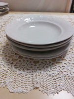 Zsolnay porcelain white peasant plates, 3 deep, 2 flat
