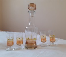 Retro painted glass liqueur/short drink set