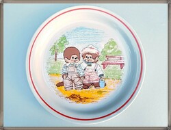 Ritka Zsolnay porcelán Moncsicsi mintás gyerek lapos tányér