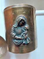 Metal container, relief pattern. Motif: Virgin Mary with child, gallery z. (Even with free delivery)
