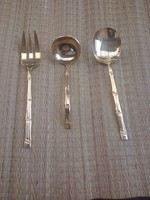 Orleans silver stainless japan bamboo design gilded 1970s 3 piece serving set
