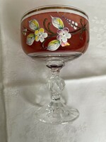 Bohemia Czechoslovak goblet decorated with hand-painted flowers.