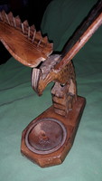 Antique wooden wooden sculpture table shelf decoration Hungarian turul bird with bowl bottom 30 x 30 cm as shown in the pictures