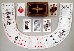 Rare retro postal bank corporate logo double French poker card game deck caricature politician box
