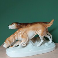 Huge 37 cm royal dux hunting dog pair figures