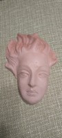 Rare art deco drop ceramic wall mask marked - smaller darker