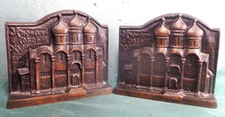 Copper table decorations /old Moscow, Kremlin/ 2x360 grams, size: approx. 14x12x4 cm. Marked, sold in pairs!