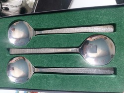 6 spoons designed by Mcm, English, with a beautiful bark effect surface, Gerald Benney for Viners