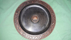 Old industrial artist heavy copper wall plate gallery - Hungarian People's Army - with weapons 30 cm in diameter