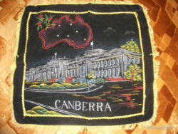 Australia decorative cushion cover, with parliament house, black velvet, silk back, fringe size.30X