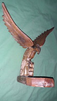 Antique wooden wooden sculpture table shelf decoration Hungarian turul bird with bowl bottom 30 x 30 cm as shown in the pictures