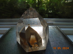 Polished, faceted mountain crystal tower with 2 types of closures