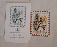 Lajos Kossuth postage stamp commemorative sheet, block 2002 b/1/3