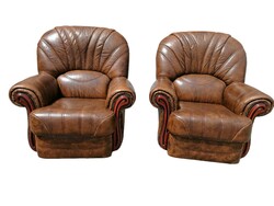 Real leather armchair (pair)