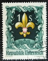 A966p /  Ausztria 1951 Cserkész Világtalálkozó bélyeg pecsételt