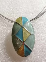 Enameled pendant decorated with multi-row thread in summer fashion colors