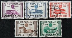 A1012-6p /  Ausztria 1955 A függetlenség visszaállításának  10. évfordulója bélyegsor pecsételt
